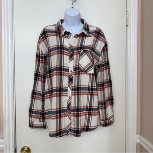 Thread Supply Flannel Shirt Plaid Red White Gray Women's Size S